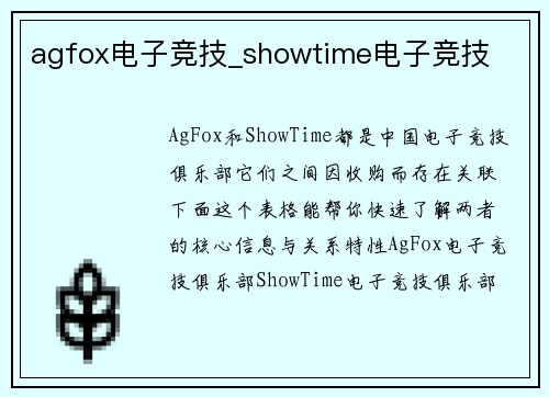 agfox电子竞技_showtime电子竞技